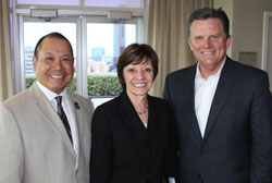 Ron Fong, CGA President; Secretary Karen Ross; CGA Chair Joe Falvey, Unified Grocers, Inc.