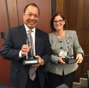CGA President/CEO Ron Fong and Keri Askew Bailey, senior vice president of Government Relations and Public Policy receive Donald MacManus Award.
